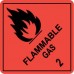 Flammable Gas 2 Label -  50mm x 50mm - RED - - 250 LABELS PER ROLL